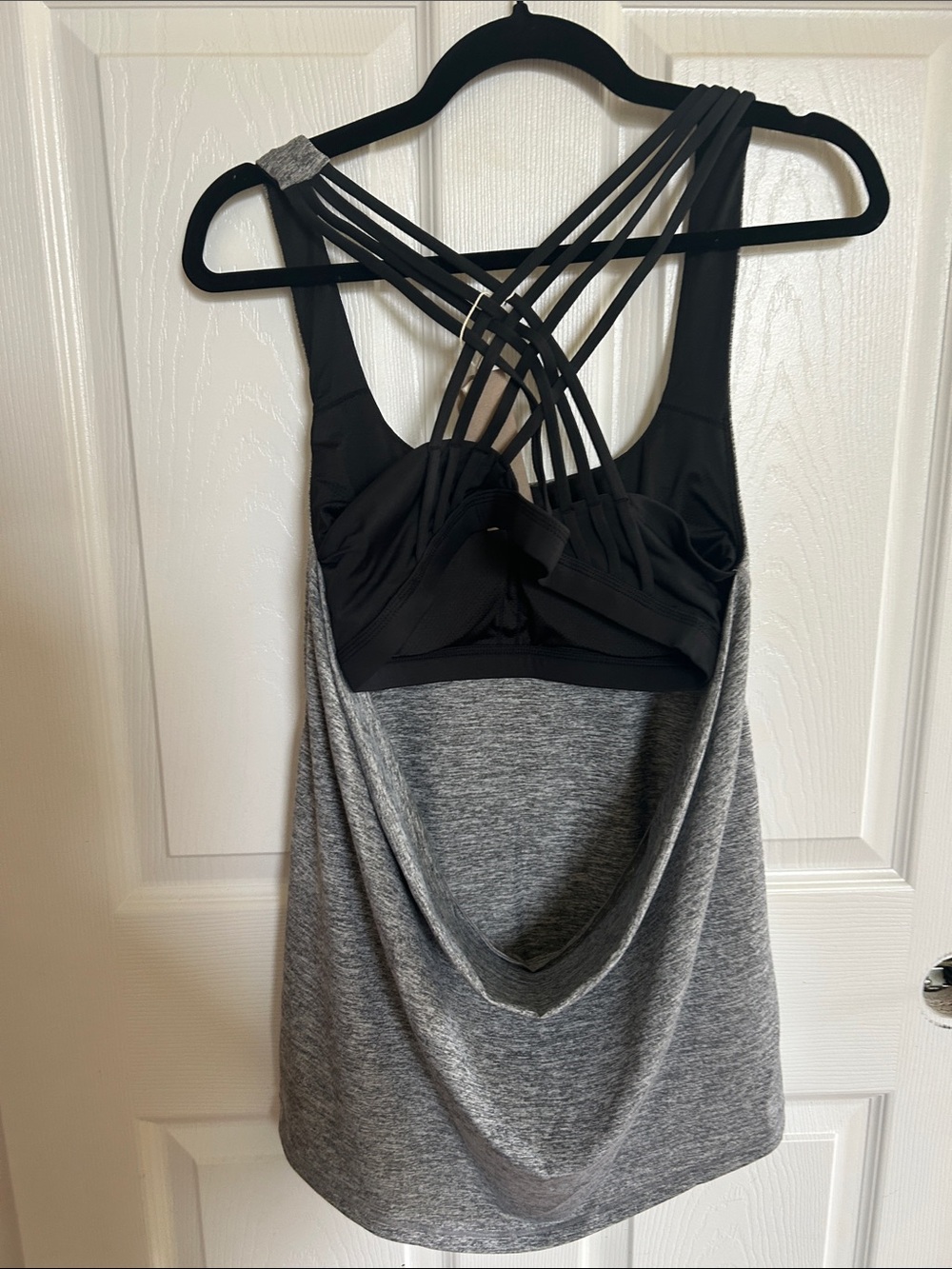 Women’s Strappy Back Tank Top - Gray workout - Picture 3 of 7